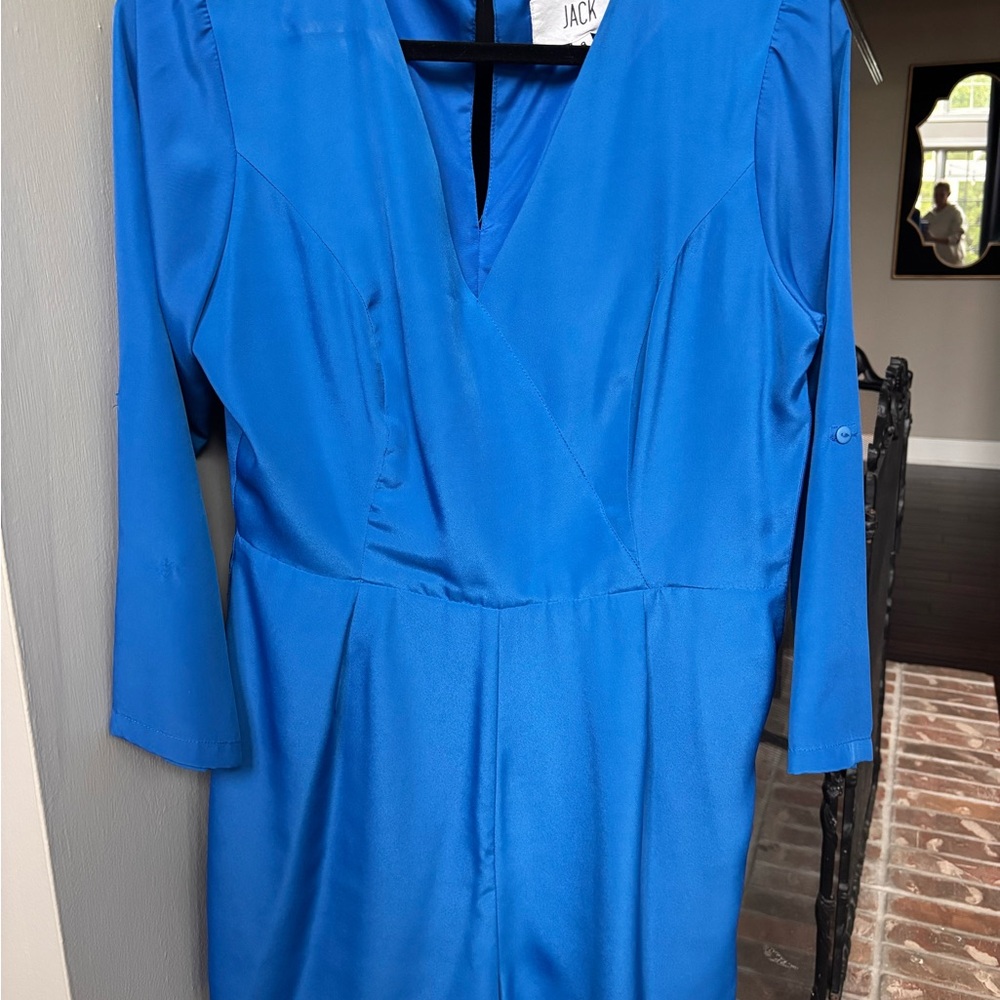 Jack by BB Dakota Bright Cobalt Blue V-Neck Long Sleeve Dress